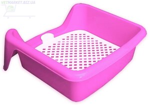 Туалет для тварин пластиковий рожевий 21-1, 35*40*15см