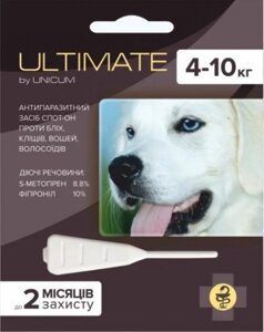 ULTIMATE Краплі від бліх, кліщів, вошей та власоїдів для собак 4-10 кг (s-метопрен, фіпр) 0,8 мл