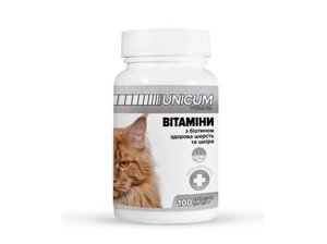 Unicum Premium Вітаміни для котів для вовни та шкіри, 100 табл. 50 г