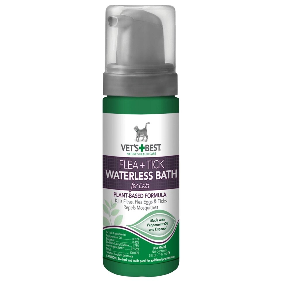 VET`S BEST Flea&Tick Waterless Bath For Cats від бліх, кліщів і комарів для кішок 147 мл від компанії ПП Блищик - фото 1