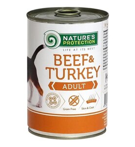 Вологий корм для дорослих собак усіх порід з яловичиною та Туреччиною Nature's Protection Adult Beef&Turkey 200г