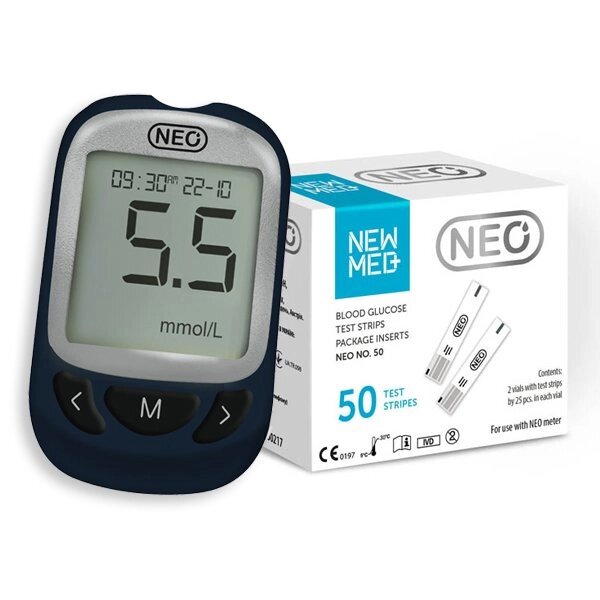 Акційний набір! Глюкометр NEO + 50 тест-смужок NewMed від компанії Інтернет-магазин медтехніки і товарів для здоров'я - фото 1
