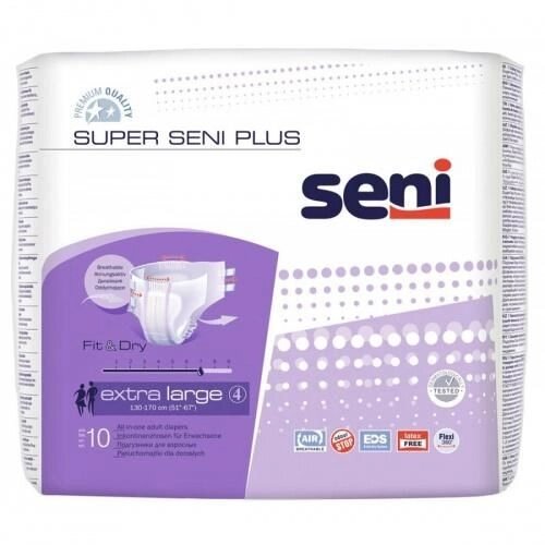 Підгузки для дорослих Super Seni Plus Air Extra Large арт. 257, денні / нічні (10 шт.) від компанії Інтернет-магазин медтехніки і товарів для здоров'я - фото 1