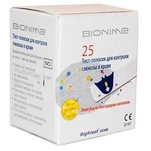 Тест-полоски GS300, Bionime Rightest, 25 шт.