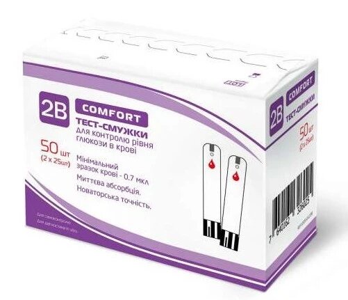 Тест-смужки 2B Comfort 50 шт. від компанії Інтернет-магазин медтехніки і товарів для здоров'я - фото 1