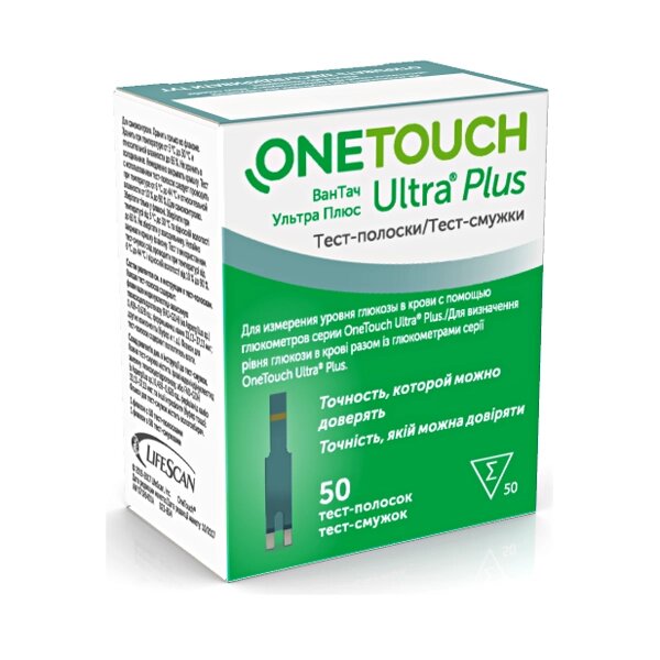 Тест-смужки Ultra Plus 50 шт One Touch від компанії Інтернет-магазин медтехніки і товарів для здоров'я - фото 1