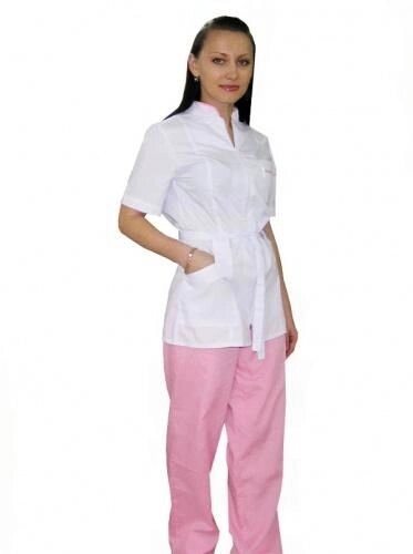 Жіночий медичний костюм на блискавці з поясом арт. 97, Сорочка