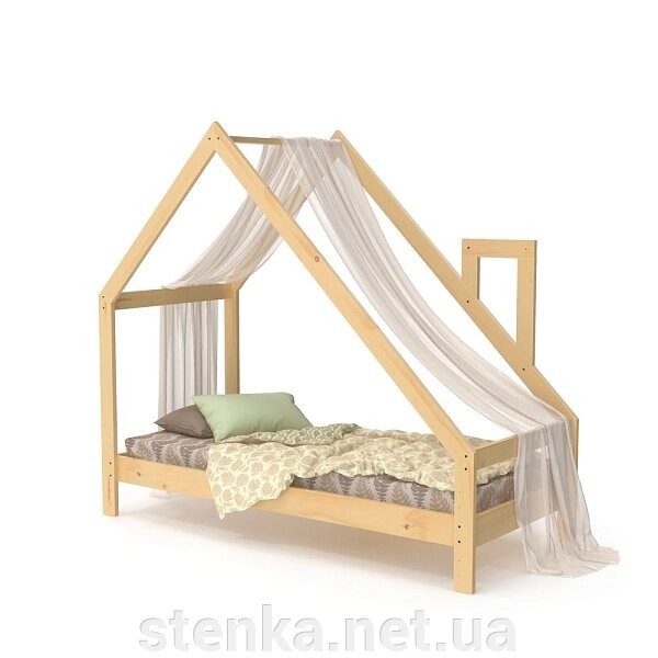 Дитяче ліжко Будиночком лак 80х190 від компанії SportStenkaUA Шведська стінка, спортивний куточок з виробництва, Київ - фото 1