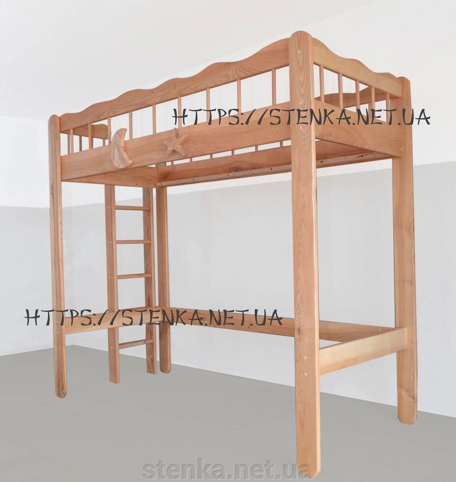 Дитяче ліжко горище (ясен, дуб) від компанії SportStenkaUA Шведська стінка, спортивний куточок з виробництва, Київ - фото 1