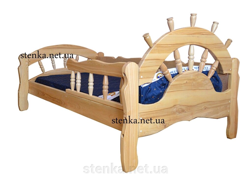 Дитяче ліжко з бортиком з ясена "Капітан" від компанії SportStenkaUA Шведська стінка, спортивний куточок з виробництва, Київ - фото 1