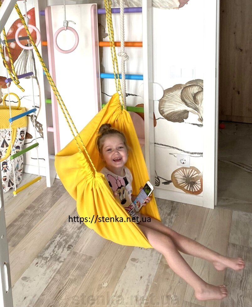 Дитячий гамак жовтий / сірий від компанії SportStenkaUA Шведська стінка, спортивний куточок з виробництва, Київ - фото 1