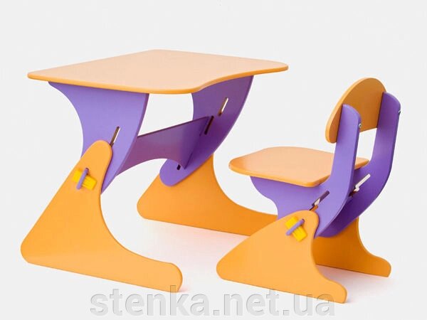 Дитячий стіл і стільчик зростаючі від 1,5 року фіолетово / помаранчевий від компанії SportStenkaUA Шведська стінка, спортивний куточок з виробництва, Київ - фото 1