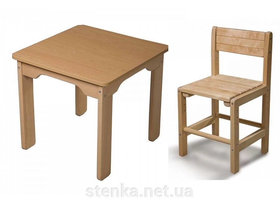 Дитячий столик і стільчик (бук) від компанії SportStenkaUA Шведська стінка, спортивний куточок з виробництва, Київ - фото 1