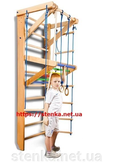Домашня гімнастична стінка з дитячим знімним турничком від компанії SportStenkaUA Шведська стінка, спортивний куточок з виробництва, Київ - фото 1