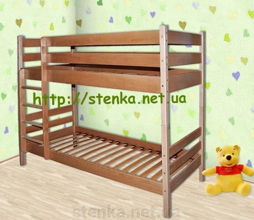 Двох'ярусне ліжко трансформер з бука 2 в 1 "Сонети" від компанії SportStenkaUA Шведська стінка, спортивний куточок з виробництва, Київ - фото 1