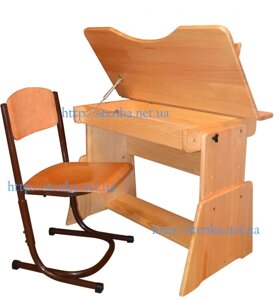 Дерев'яна парта (ясен) і стілець 1-11 клас