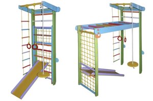 Спортивний куточок дитячий "Sportgame" Розкладний Кольоровий і гірка в Києві от компании SportStenkaUA Шведская стенка, спортивный уголок с производства, Киев