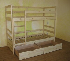 Двох'ярусне ліжко з дерева "Корсар" з ящиками