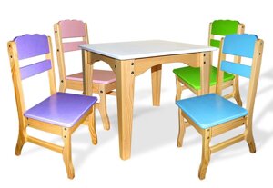 Комплект дитячий столик і стільчики з дерева