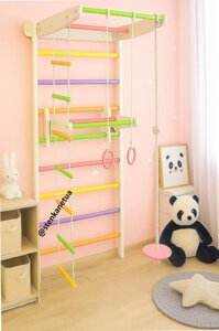 Дитяча шведська спортивна стінка з турничком и диском h225