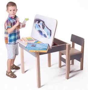 Дитячий столик-мольберт з малюнком Машинки