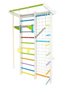 Білий спортивний куточок з сіткою і дитячим турнічком 225 см