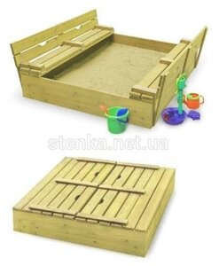 Песочница для детей "сделай сам" с крышкой-лавочками (без покраски) 1,45х1,45м