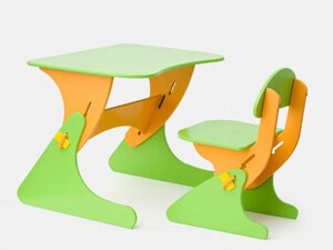 Стіл і стілець для малюка з регулюванням висоти оранжево-салатовий