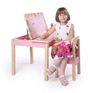 Стіл і стільчик дитячі для малювання (рожевий)