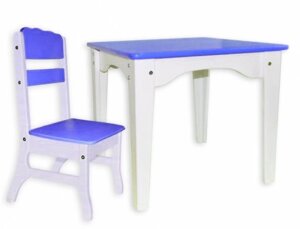 Комплект дитячих меблів: столик і стільчик біло-синій