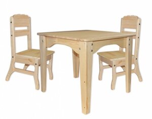 Дитячий стіл і 2 стільці з дерева Сосна (комплект) дітям від 2 років