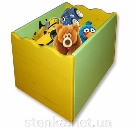 Дерев&#039;яний ящик для іграшок на коліщатках (кольоровий) - опт