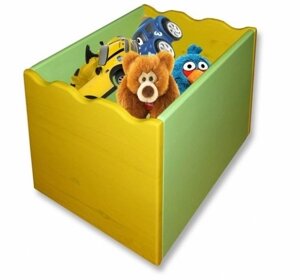 Дерев'яний ящик для іграшок на коліщатках (кольоровий)