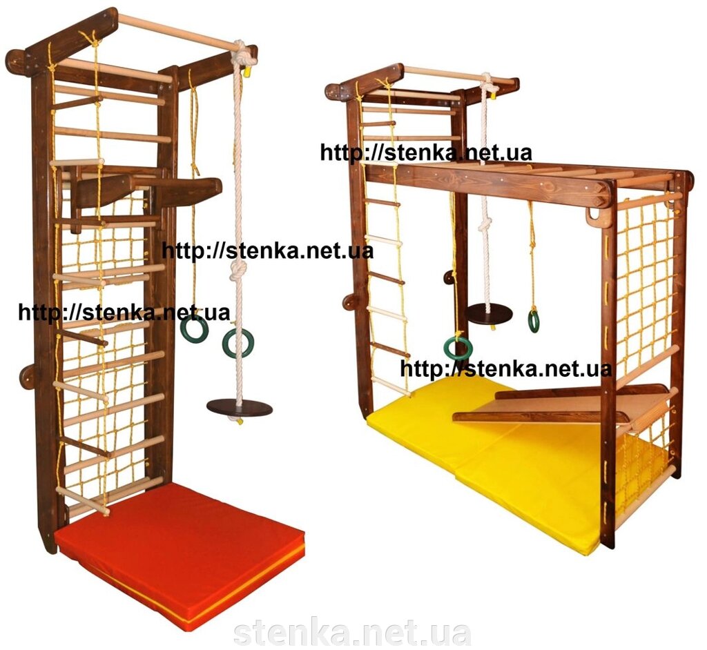 Темний спортивний куточок трансформер Горіх (турнік + гірка) від компанії SportStenkaUA Шведська стінка, спортивний куточок з виробництва, Київ - фото 1
