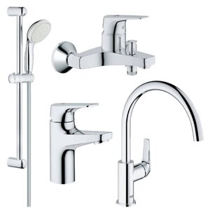 Набір змішувачів для ванни і кухні Grohe Bau Flow 121640K (4 в 1 )