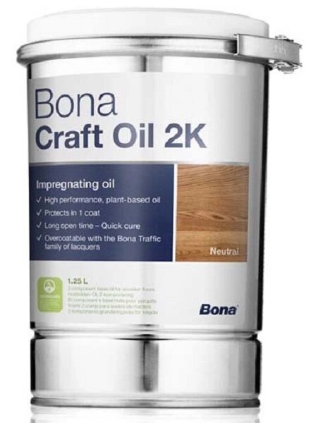 Двокомпонентне кольорове масло для паркету Bona Craft Oil 2K 1.25л від компанії Лаки Фарби - фото 1