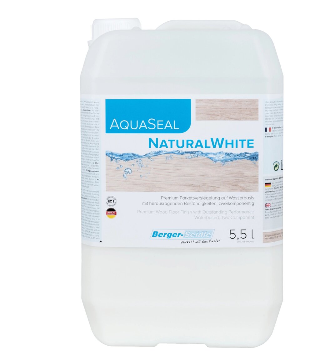 Двокомпонентний екстраматний поліуретановий лак для підлоги Berger AquaSeal Natural White від компанії Лаки Фарби - фото 1