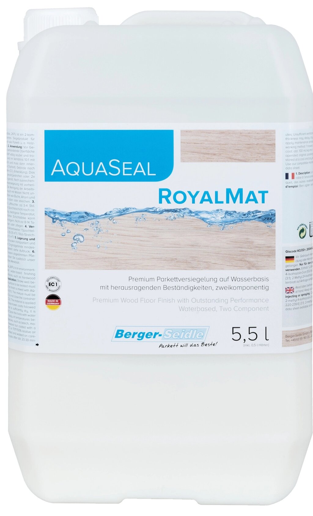 Екстра матовий водний лак для підлоги Berger AquaSeal RoyalMat 5,5л від компанії Лаки Фарби - фото 1