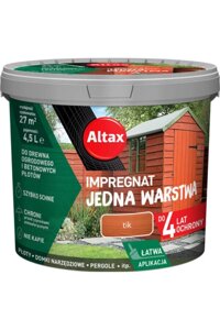 Пропитка для дерева в один слой Алтакс Altax Impregnat do drewna ogrodowego JEDNA WARSTWA 4.5 л