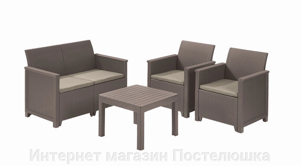 Набір меблів Emma 2 seater set бежевий Keter від компанії Інтернет магазин Постелюшка - фото 1