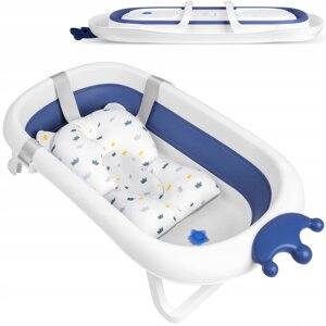 Дитяча складана ванночка з подушкою й індикатором температури Ricokids Польща біло-блакитна