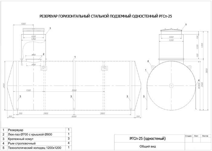 Чертёж резервуара