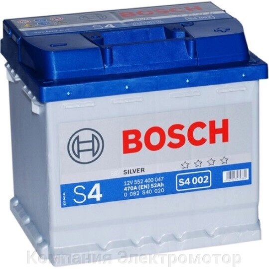 Аккумулятор bosch s4 silver 6СТ-52 евро ##от компании## Компания Электромотор - ##фото## 1