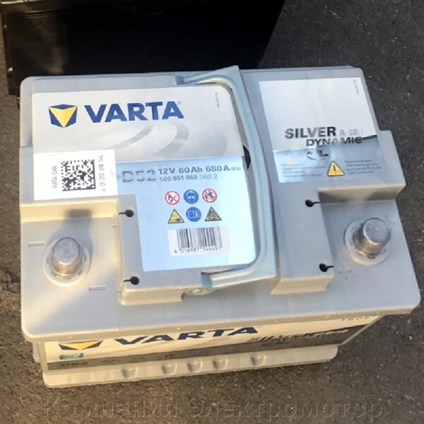 Акумулятор VARTA 6СТ 60 Silver Dynamic AGM (D52) можна купити зі складу в  Києві. У нас ціна офіційного дилера. Є відео і інструкція