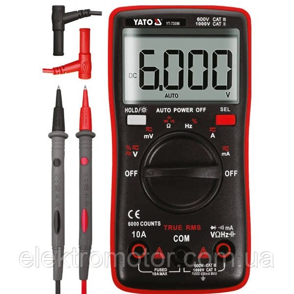 Цифровий мультиметр YATO YT-73096 TRUE RMS з LCD-цифровим діапазоном 6000 від компанії Компанія Єлектромотор - фото 1