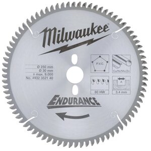 Пиляльний диск Milwaukee Ø250/30 мм, 80 зуб. (4932352140)