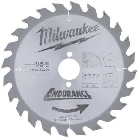 Пиляльний диск Milwaukee 190/30/1,6 мм, 24 зуб. (4932471301) від компанії Компанія Єлектромотор - фото 1