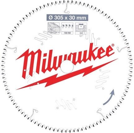 Пиляльний диск Milwaukee 305x30 мм, 100 зуб (4932471322) від компанії Компанія Єлектромотор - фото 1