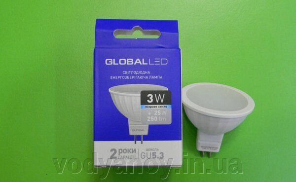 Лампа світлодіодна MR 16 3 Вт - 4к Global 1-GBL-112/212 від компанії магазин Водяний - фото 1