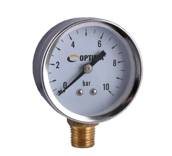 Манометр для вимірювання тиску води 10 бар Optima d50 вертикальний 1/4" від компанії магазин Водяний - фото 1